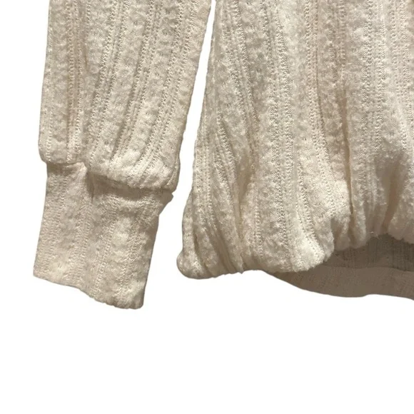 Maeve by Anthropologie Rafela Hacci Surplice Ivory Top Casual Cozy Size X Small - Picture 6 of 10